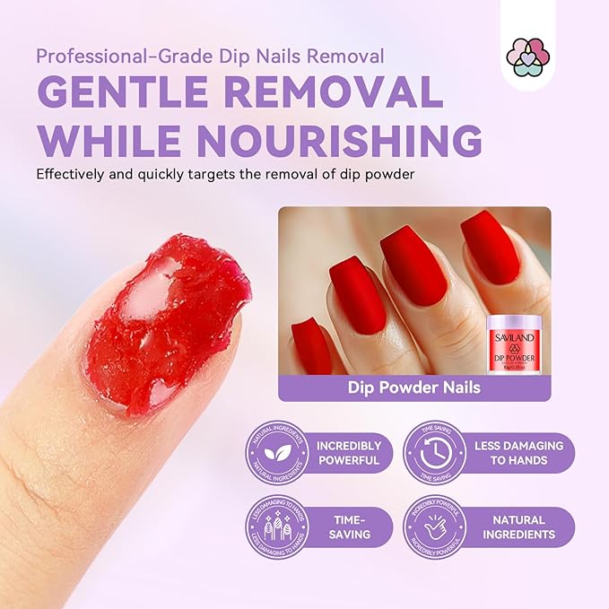 SAVILAND Dip Powder Remover 2 Pcs: Professional Dip Nail Remover Kit Gentle & Safe Remove Dip Nails With Cuticle Oil Nail File Tools No Need Soaking Or Wrapping 0.5 Floz Home Use