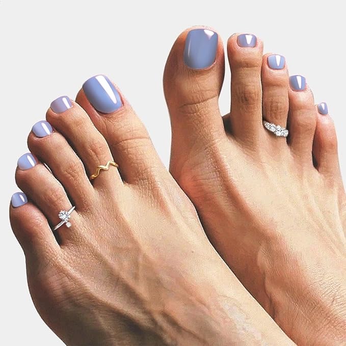 Toe Gel Nail Stickers - 34PCS Salon Quality Wraps no UV Light Needed - Long Lasting Toe Nail Polish Strips for Women (Sky Blue)
