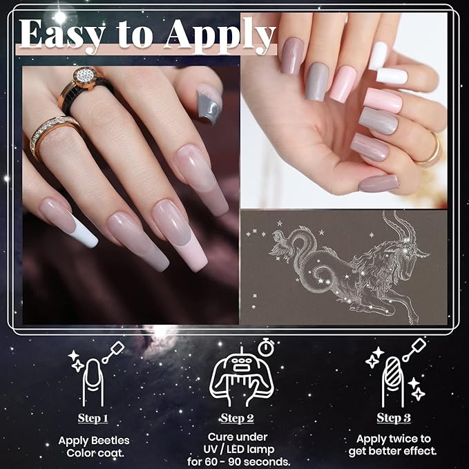 Beetles Neutral Gel Nail Polish – 6 Colors Soak Off UV LED Nail Gel Kit, Brown Gray Silver White Pink Long Lasting Glossy for Salon & Home Manicure Gift for Women