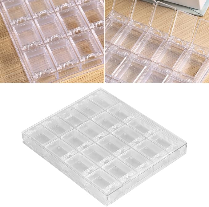 20 Grids Transparent Rhinestone Box Detachable Nail Art Box Acrylic Nail Art Decorations Storage Box Container Case for Storing Nail Art Decorations Rhinestone Beads Non-toxic Harmless