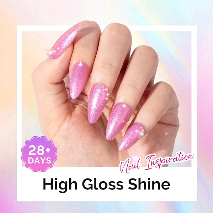 MelodySusie Jelly Pink Aurora Shimmer Gel Nail Polish, 0.5fl oz Soak Off UV LED Holographic Hot Pink Glitter Gel Polish Gift for Women Nail Art Manicure Salon DIY Nail Design Decoration at Home-G2610
