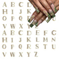 52 Pcs 3D Gold Nail Charms Letters Initial Charms for Nails Nail Letter Charms Alphabet Rhinestone Letter Nail Charms for Nail Art Design Decoration DIY Craft