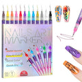Nail Art Pens Markers Kit - 12 Colors 3D Nail Polish Art Pens Set Design Tools for Girls Women Kids Beginners DIY Painting Nails, Drawing Painting Liner Brush Quick Dry 0.5mm (12 Count (Pack of 1))