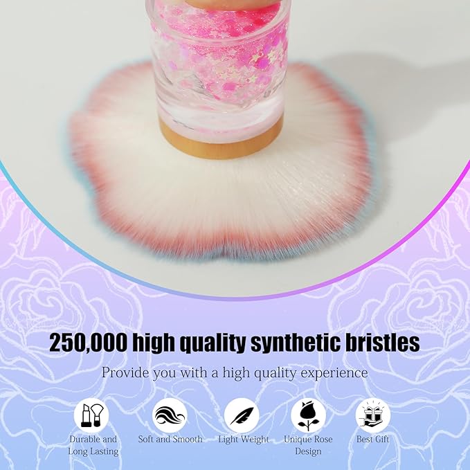 Nail Dust Brush for Nails, Nail Arts Dust Powder Remover Brush, Dust Collector Brush, Blush Brush, Makeup Brushes Acrylic Nail Tools (Rose)