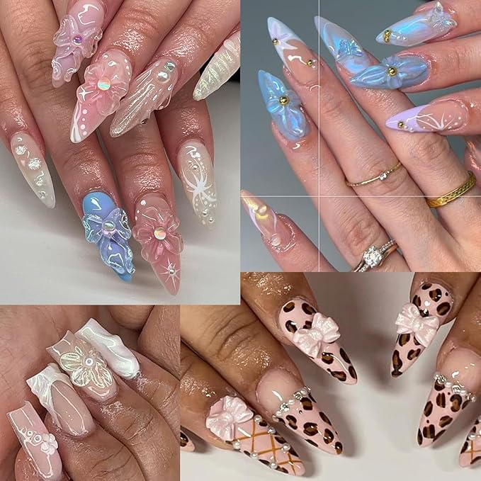 Solid Builder Gel Kit, 6 Colors Non Sticky Hand Hard Gels for Nails Iridescent Pink Clear 3D Sculpting Gel with Silicone Carving Pen Flowers Mold Pearly Polish Manicure Salon Supplies