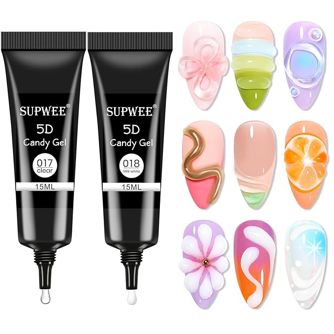 3D Nail Art Gel, Korean 3d Tube Nail Gel Sculpting Gels for Nail Art Soft Tube DIY Carving Drawing Line Painting Gels Clear and Milky White
