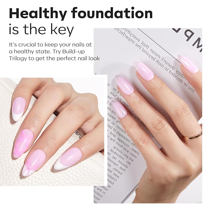 modelones Builder Nail Gel with Gel Base Top Coat, 3Pcs Baby Pink Builder Nail Kit for Apex Building Extension Thickening Strengthener High Gloss Shiny, U/V LED Lamp Cured for Home DIY Salon Girls