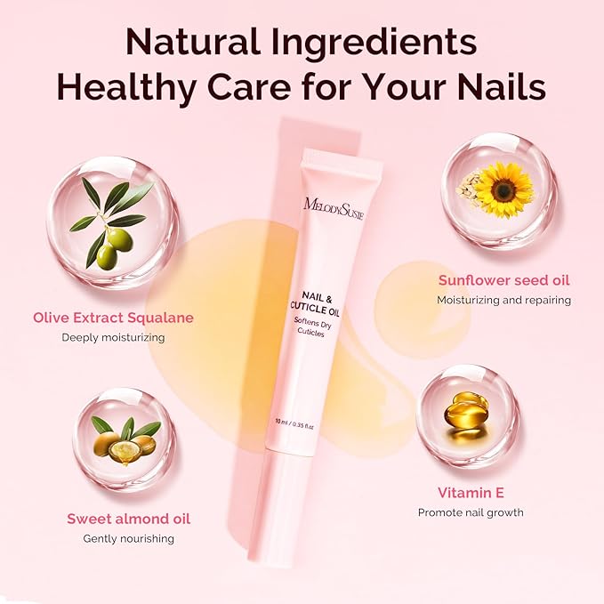 MelodySusie 10ML Cuticle Care Kit - Cuticle Oil and Cuticle Remover, Cuticle Nourishes and Softener, Promotes Nail Growth and Strength for Home and Salon Use 2PCS