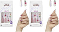 KISS Gel Fantasy Press On Nails, Nail glue included, Jelly Cookie', Pink, Long Size, Coffin Shape, Includes 28 Nails, 2g glue, 1 Manicure Stick, 1 Mini File (Pack of 2)