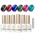 Born Pretty Christmas Cat Magnetic Eye Gel Nail Polish Fall Winter Jelly Red Green Black Blue Crystal Glass Magnetic Shimmer Glitter Nail Polish Salon Gel Manicure and Nail Art DIY at Home 7ML 6PCS