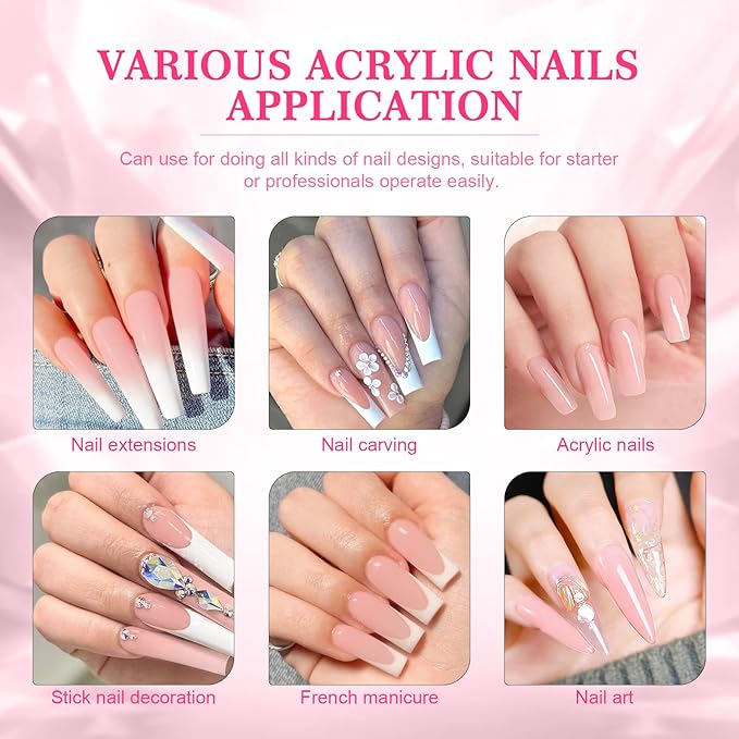 SAVILAND 5.29OZ Pink Acrylic Powder: Chip-Resistant Acrylic Nail Powder for Salon Effect Nail Extension 3D Carving Frech Manicure Long-Lasting for Begginers Home DIY Nail Salon