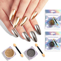 MelodySusie 2Pcs Chrome Nail Powder for Gel Nails,Metallic Mirror Effect Pigment Stylish and Technological Fine Glitter for Home DIY Salon Use