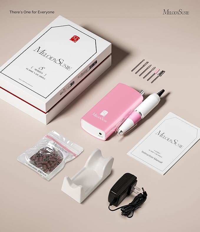 MelodySusie Entry-Level Clip-On Rechargeable Nail Drill with Anti-Slip Silicone Handle, SC300I 30000RPM E-File for Manicure Shaping & Gel Removal, Perfect for Training, Nail Art Practice & Home Use