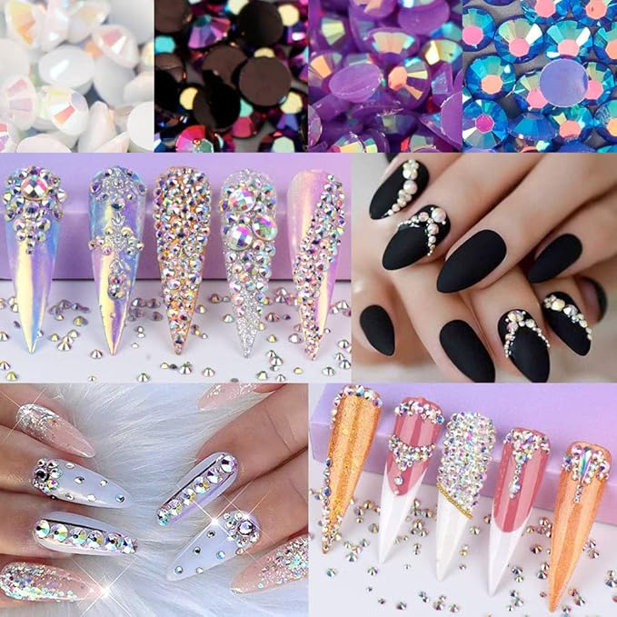 3000pcs Flatback Rhinestones for Crafts, Green Crystals Rhinestone, Resin Rhinestones Glitter Gems Nail Diamonds Rhinestones for Clothes Accessories DIY