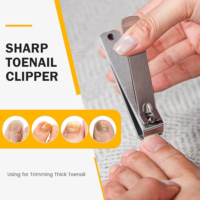 BEZOX Toe Nail Clippers - Nails Clipper for Men Toenails Clipper for Seniors, Heavy Duty Stainless Steel Fingernail Cutters with Straight Blade - Silver