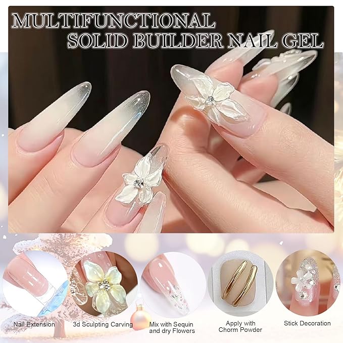 NAILGIL Hema Free Solid Builder Gel For Nails, 3D Sculpting Gel for Nail Art Non-Sticky Hand Extension Building Carving Modeling Sock Off UV LED Salon DIY at Home-60g/2.1oz