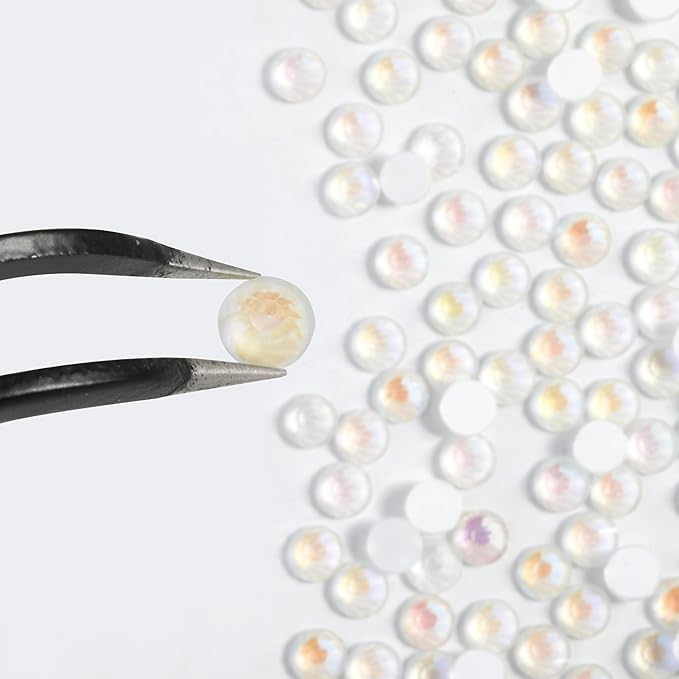 Beadsland 1440pcs Flat Back Crystal Rhinestones Round Gems for Nail Art and Craft Glue Fix, Luminous White, SS6, 1.9-2.1mm