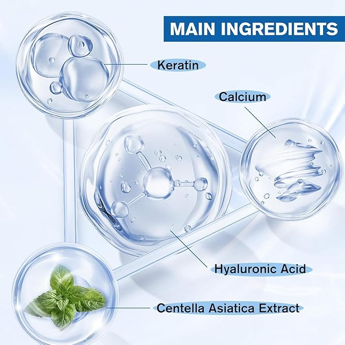 Gentle & Effective Natural Nail Repair Solution - Repairs CrackedCuticles, Hyaluronic acid Anti-fracture natural luster, nail hardener Calcium, Fast Absorbing