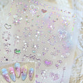 5D Embossed Pink Nail Stickers for Nail Art Self-Adhesive Valentines Day Nail Art Stickers 3D Laser Bow Love Star Designs Heart Nails Art Supplies Cute Nail Decals for Women Manicure Decorations DIY