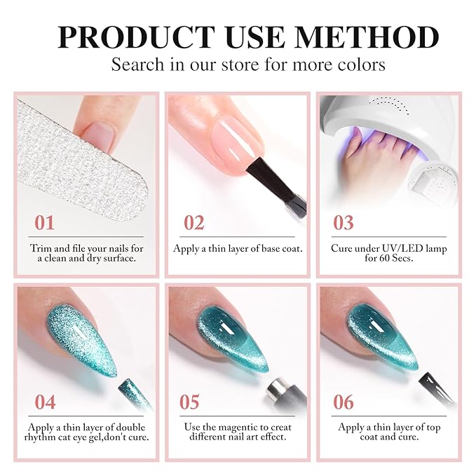 Double Rhythm 15ML Ice Glass Cat Eye Gel Polish with Magnet Holographic Glitter Shimmer Translucent Sheer Color Salon Soak Off Magnetic Nail at Home (Rose Violet-MC1131)
