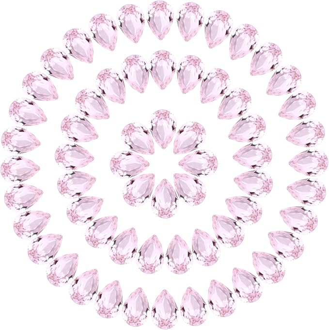MECCANIXITY Teardrop Rhinestones 7x10mm, 84 Pcs Pointed Back K9 Glass Shiny Drop Shaped Rhinestones Crystal Gems for DIY Jewelry Making Crafts, Light Pink