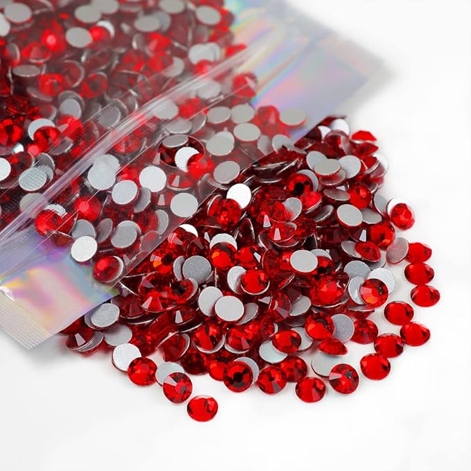 Genie Crystal SS16 Rhinestones Light Siam Red, 4mm 3600pcs Flatback Glass Strass Crystals for Tumblers, Shoes, Clothes & DIY Crafts