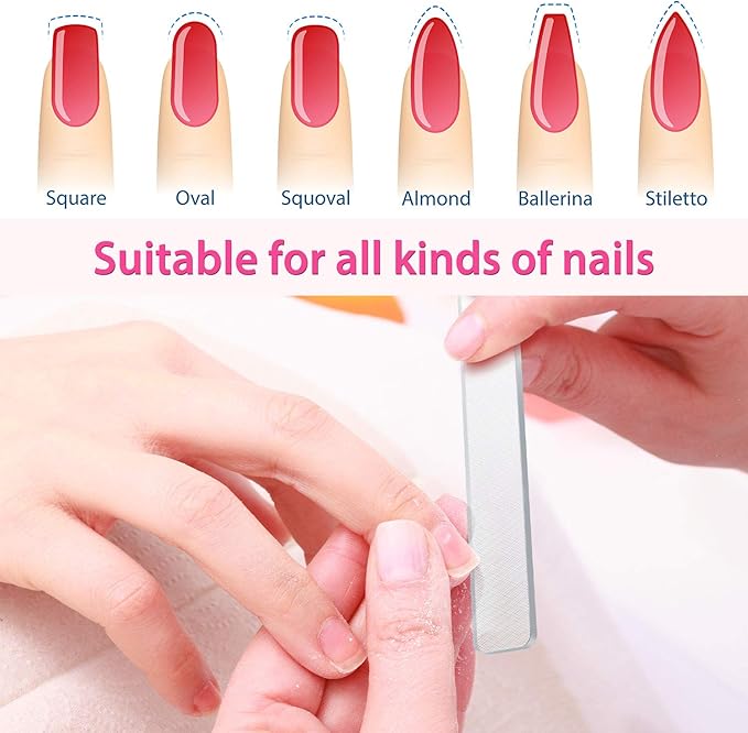 8 Pieces Nano Shiner Files Glass Natural Nail Files Crystal Shiner Buffer Polisher with Case for Natural Nails