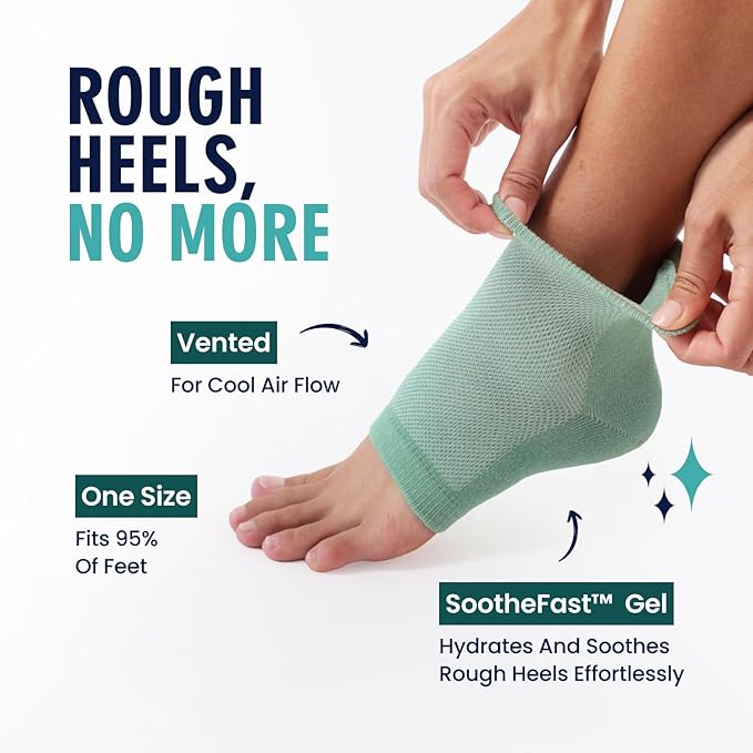 Dr. Frederick's Original Moisturizing Heel Socks for Dry Cracked Heels Treatment - Infused with Olive Oil, Jojoba Oil and Vitamin E - 2 Pairs - Valentines Day Gifts for Her & Him - Green Aloe