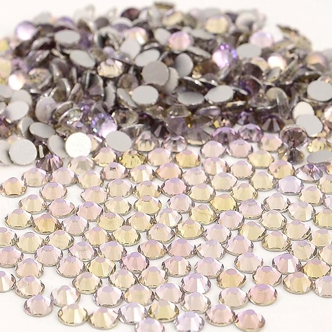 NCB Nancybeads 2000pcs Flatback Round Glass Nail Art Rhinestones Crystal for DIY Making Accessories Shoes, Clothes, Face Art, Bags, Manicure (Lt. Rose Aqua, SS8 2000pcs)