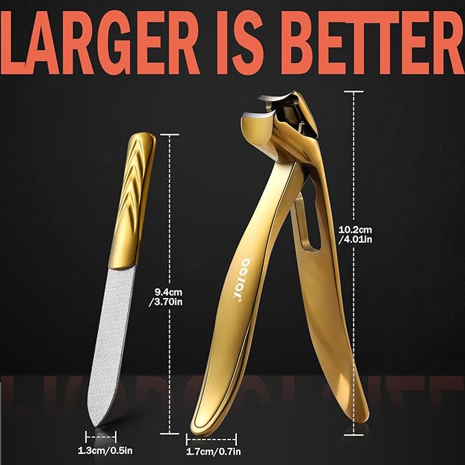 BEZOX Toe Nail Clippers for Seniors Long Handle - Toenails Clipper for Thick Nails, Fingernail Clipper for Men and Women - Golden