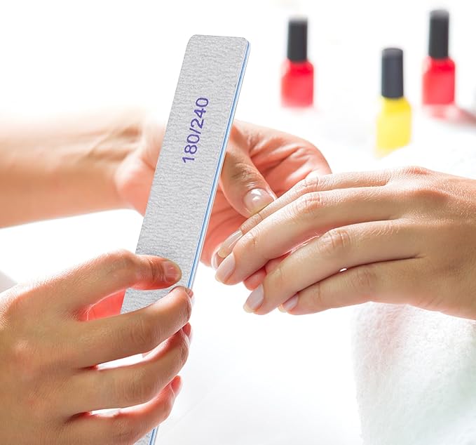 100 Pcs 180/240 Grit Nail Files for Arylic and Natural Nails, Double Sided Manicure Buffing Files