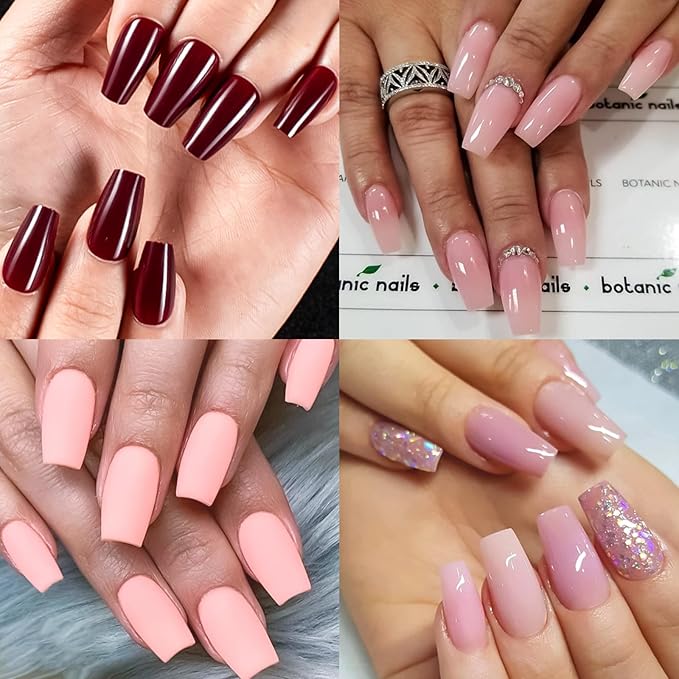 LoveOurHome 600pc French Coffin Nail Tips Clear Fake Nails Medium Coffin Gel Nail Tips Half Cover Acrylic Nails Clear Press Nail 15 Sizes False Fingernail for Gel Nail Tip Extension