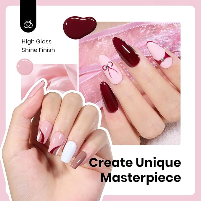 Beetles Neutral Gel Nail Polish Set – 6 Colors Hema Free Nude Pink Brown Gel Polish Kit, Same Color Bottle Gel Soak Off UV LED Nail Gel for Spring Manicure at Home or Salon