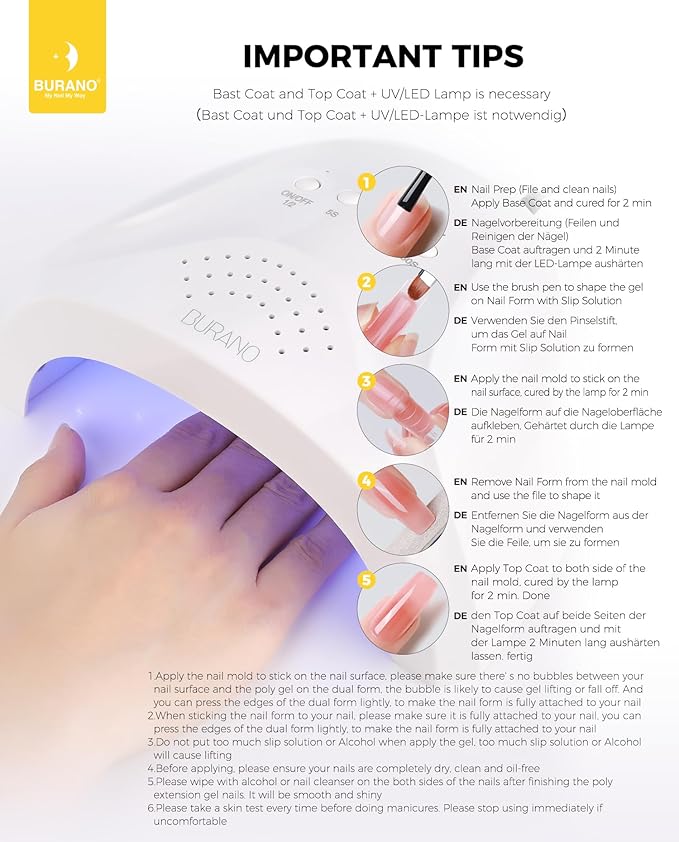 BURANO Poly Extension Gel Nail Kit, 6 Colors Nail Poly Nails Builder Gel Set for Beginner & Professional Using, DIY Starter Kit Nail Art Gift (Nude pink)