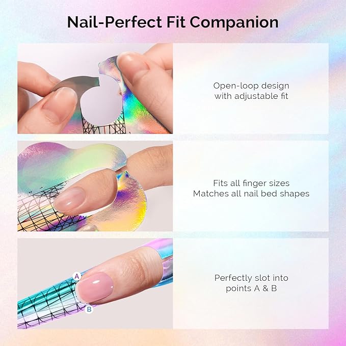 MelodySusie Nail Forms for Nail Extensions 100PCS, Long Length and Strong Adhesion, for Acrylic, Builder Gel and Poly Gel, for Home DIY and Salon Tools