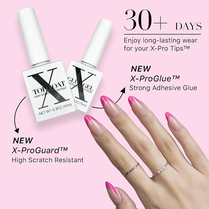 SXC Cosmetics X-Pro Tips French Tip Press On Nails - Bright Pastel Glow in the Dark Series (GLOW115KIT-M Almond)