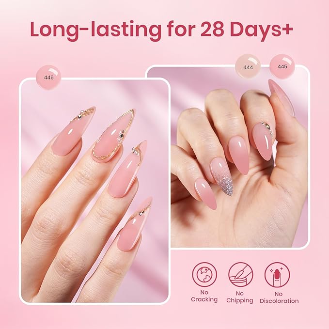 Beetles Poly Extension Gel Nail Kit - 6 Colors Jelly Nude Pink Builder Nail Gel Kit With Slip Solution DIY Home Salon Gift for Women Girls, UV & LED Needed