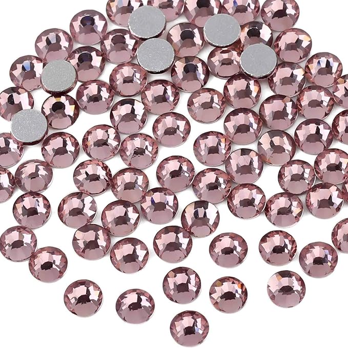 Beadsland Flat Back Crystal Rhinestones Round Gems for Nail Art and Craft Glue Fix, Light Purple, 6.3-6.5mm, SS30/288pcs