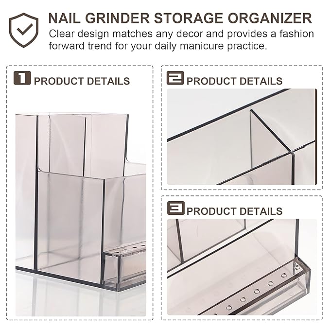 Beaupretty Clear Makeup Brush Holder 2pcs Nail Drill Bit Holder Box Professional Nail Art Polishing Grinding Drill Bit Holder Display Storage Box Bit Case Organizer for Nails Black Portable Nail Drill