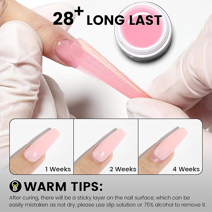 50g Builder Gel for Nails, Long-Lasting Soak-Off Nail Extension Gel for Beginners & DIY Home Salon Manicure(YMH001-Clear)