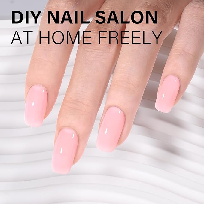 AILLSA Milky Pink Gel Nail Polish French ballet Jelly Gel Polish Neutral Sheer Translucent Nude Gel Polish Long Lasting Rubber Pink Color Soak Off U V Gel for French Manicure Nail Art at Home 0.51 Oz