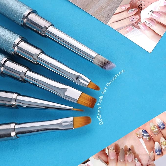 10PCS Acrylic Nail Art Brushes Set Manicure Tools Nail Art DIY Design Brush for Acrylic Application Pedicure Round Nail Art Brush for Acrylic Powder Nail Extension Nail Professional