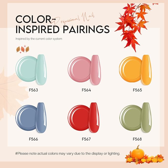 Morovan Nail Polish Set Fingernail: Fall Quick Dry Nail Polish Kit Fall Orange Regular Bulk 0.25 oz Finger Nail Lacquer Pack Glossy Toenail Polish DIY Gifts for Women