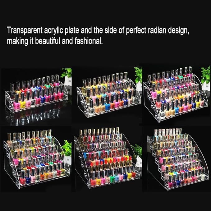 ZJchao 2 Layers Nail Polish Organizer, Clear Acrylic Nail Varnish Holder Display Stand Rack (Transparent, High-grade Quality, Tabletop Mount, Ideal for Cosmetics, 1.0