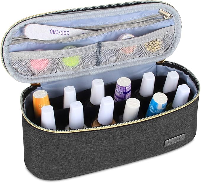 Luxja Nail Polish Organizer - Holds 12 Bottles (15ml - 0.5 fl.oz), Nail Polish Case for Polish and Small Tools, Black