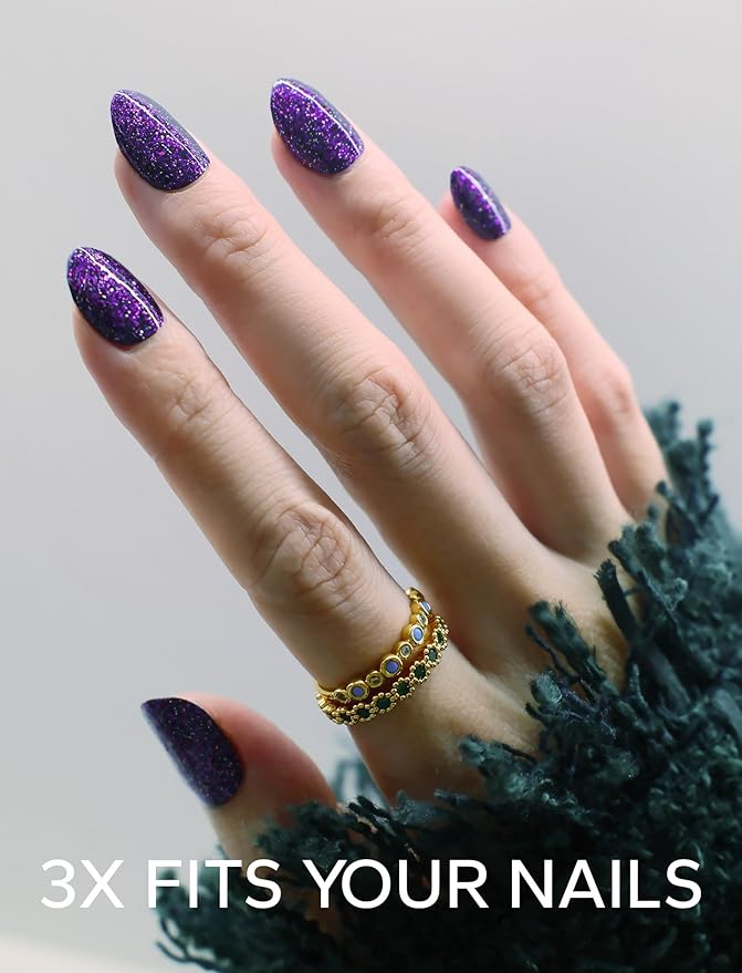 Nail Polish Strips – 32PCS UV Free Salon Quality Wraps, Long Lasting Gel Nail Stickers for Women (Electric Violet)