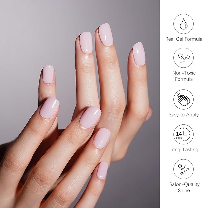 DANNI & TONI Semi Cured Gel Nail Strips Light Pink Gel Nail Wraps Gift for Woman |Misty Pearl