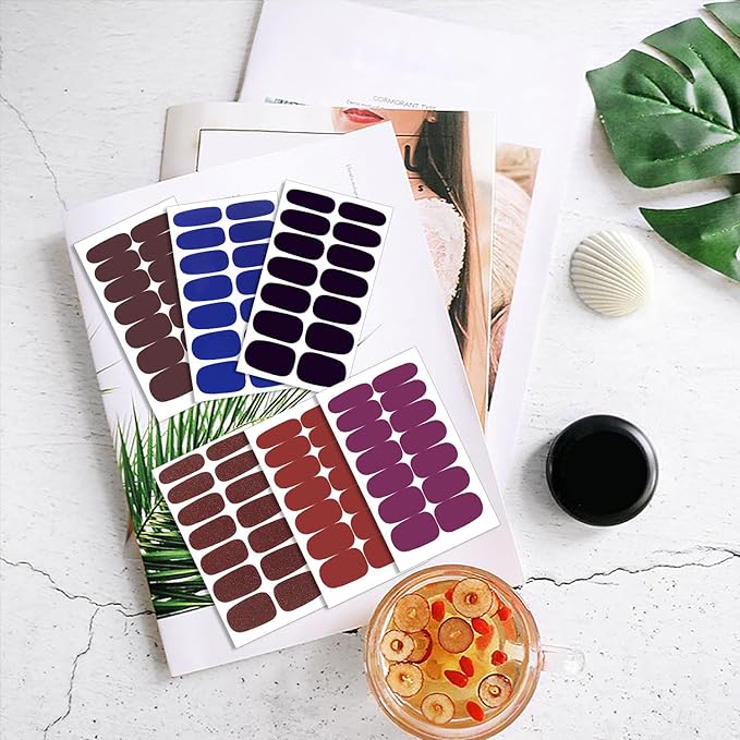 WOKOTO 20 Sheets 280 Pieces Dark Solid Nail Polish Strips For Women Solid Gel Nail Stickers Nail Polish Wraps Black Nail Stickers Full Nail Wraps Stick On Nails Polish Stickers Press On Gel Nails