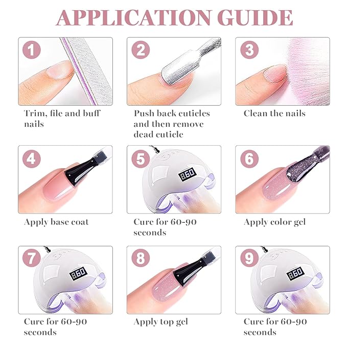 RARJSM Nude Gray Purplish Pink Rainbow Glitter Rubber Base Coat Gel Nail Polish Natural Skin Tone Iridescent Shimmer Brush on Extend Jelly Gelpolish Curing Requires 15ml Salon Home French Manicure