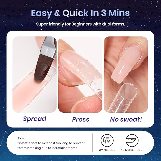 Beetles Poly Nail Gel 12 Colors Starry Party Poly Extension Set With U V Lamp Pink Glitter Builder Nail Extension Enhancement Gel Manicure DIY Home Salon Gift for Women Girls